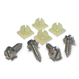 License Plate Screw Kit - Stainless, OEM Style Fasteners with Nylon Screw Retainers for Mounting Front and Back License Plates on Cars, SUVs, Trucks - Rustproof, Self Tapping Bolts (Stainless Steel)