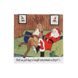 Caspari Santa At Home Cocktail Napkins - includes 2 Packs of 20 Cocktail Napkins