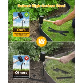 GZBEVITAR Landscape Edging Metal Stakes - 20 Pcs, 10 Inch Garden Landscape Stakes, High Carbon Steel Landscape Anchoring Stakes for Flowerbed Edging, Outdoor Tent and Landscape Edging Coil