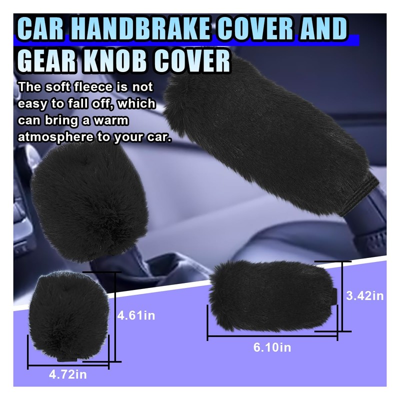 10PCS Fluffy Car Accessories Set, Furry Steering Wheel Cover with