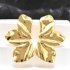 Pendientes Dorados con Diseño de Media Flor, Acero Inoxidable, 4,4