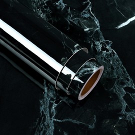 VaryStyle 15.7"x118" Black Green Marble Contact Paper for Countertops Waterproof Bathroom Vinyl Wrap Counter Top Covers Removable Thick Marble Wallpaper Dark Granite Contact Paper for Kitchen Cabinets