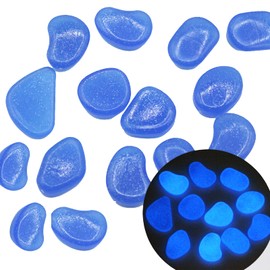 OGIFOAHC Glow in The Dark Rocks， Non-Toxic Glowing Stones for Use as Aquarium/Fish Tank Accessories or Indoor/Outdoor Decoration/Pathway/Garden(100pcs,Jewel Blue)