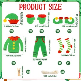 FFyhiinski Christmas Elf Clothesline Banner - 23P Elf's Laundry Line Decor, Merry Christmas Bunting Garland Felt Gathering Hanging Accessories for Xmas Party Home Door Fireplace Office Indoor Outdoor