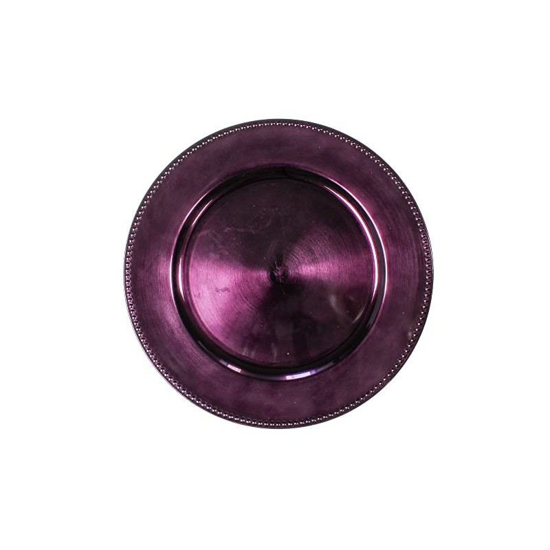 Richland Charger Plate Beaded Round 13" Eggplant Set of 12