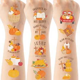 Fall Temporary Tattoos - 200+ Fall Harvest Tattoo Stickers for Birthday Party Decorations, Thanksgiving Party Favors Supplies for Girls Boys Kids(6 Sheets)
