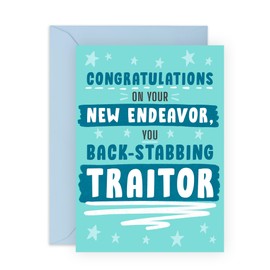 Central 23 Congratulations On Your New Job Card - Back-stabbing Traitor - Funny Goodbye Cards For Colleague - Coworker Leaving Gifts - For Men Women Boss Employee - Come With Fun Stickers