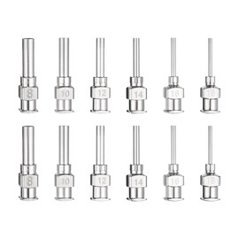 HARFINGTON 1set Dispensing Needles 8-18 Gauge 0.5 Inch Stainless Steel Blunt Tip Luer Connector for Refilling Glue Oil Thick Liquids Ink Lab Use, Silver