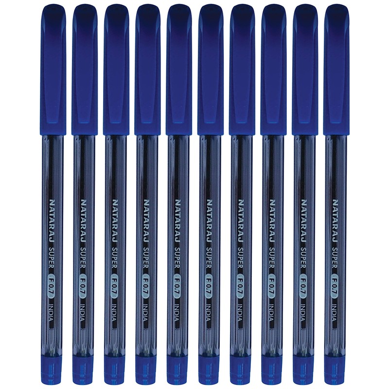 Nataraj Ballpoint Pens, Blue, Pack of 10, Point (0.7mm), Smooth