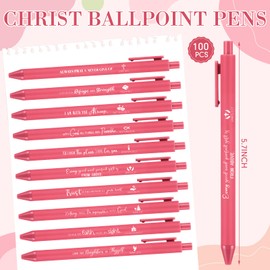 Engrowtic 100 Pcs Christian Gifts Multicolor Inspirational Quotes Scripture Ballpoint Pens Thank You Christian Appreciation Gift for Women Employee housekeeping appreciation gifts(Deep Pink Color)