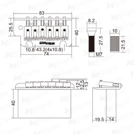 Wilkinson WOV07 2-1/16 inch 2-Point ST Guitar Tremolo Bridge for American Standard Strat Electric Guitar (WOV07 Gold)