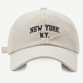 Epsoco New York Baseball Hat for Women Adjustable Embroidery 100% Cotton Trucker Hats Classic Vintage Baseball Cap White