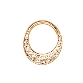 Pierced Owl Rose Gold Plated 316L Stainless Steel Ornate Tribal Septum Ring, Stainless Steel