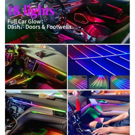 Acrylic Interior Car LED Strip Lights, Dreamcolor 18-in-1 Car Ambient Lighting Kit, with APP Control, 622 LED Fiber Optic Strip Lights for Cars, Supports Neon Sync with Music DIY Mode.