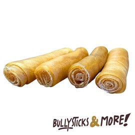 BULLYSTICKS & MORE 6 Inch Beef Collagen Rolls for Dogs (Extra Thick - 4 Count) - Bones for Dogs - Dog Parents Choice - No Hide Beef Cheek Rolls