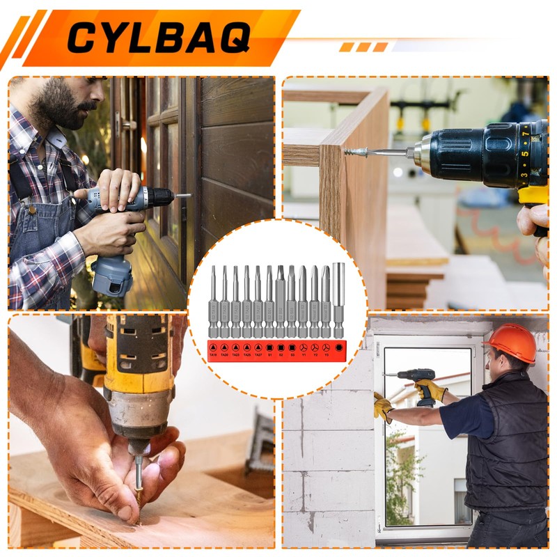 CYLBAQ Set of 12 Triangle Screwdriver Bits 50 mm Hex
