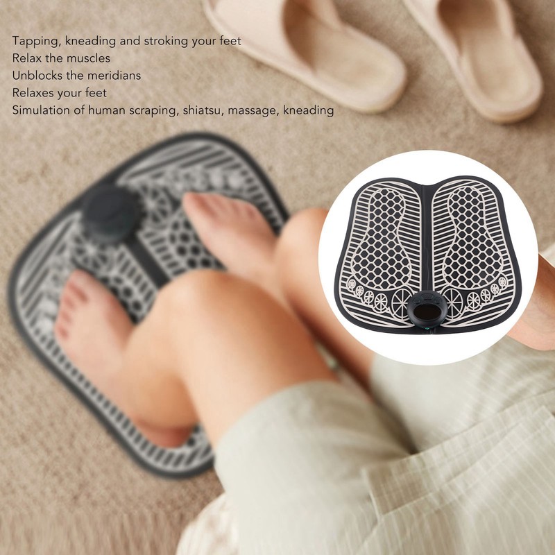 Foot Massager Mat USB Rechargeable 8 Modes 19 Strength Microcurrent