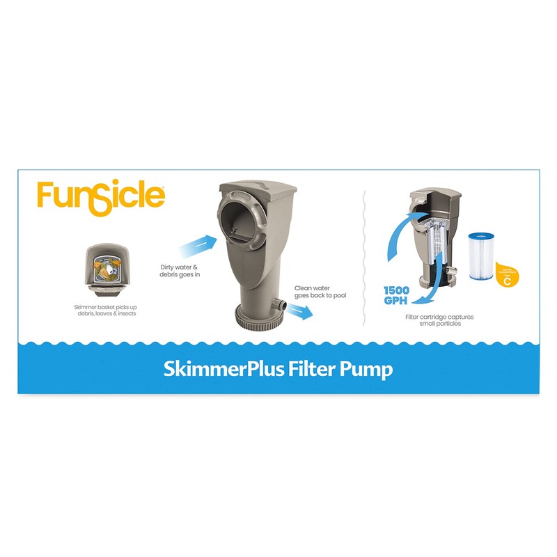 Funsicle SkimmerPlus 1,500 GPH 2-in-1 Filter Pump and Skimmer System
