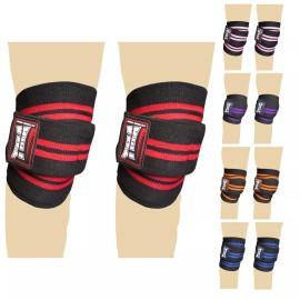 TMA Weight Lifting Knee Wraps Support Knee Gym Training Power Strap 78" Long TMA - Black/Pink