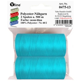 2 Spools of 500 m Sewing Thread/Synyarn Neon Blue Polyester Sewing Thread for Sewing Machine 0475-13