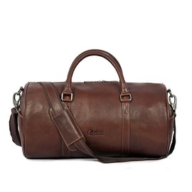 Leather Duffel Bag with Shoulder Strap Travel Weekender by Aaron Leather Goods (Executive Expedition, Heritage Cognac)