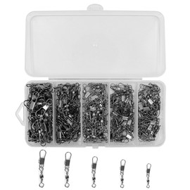 200PCS NUZAMAS Fishing Rolling Barrel Swivels Fishing Line Connectors Stainless Steel Welding Rings Fishing Bearing Swivels Terminal Tackles for Saltwater Freshwater