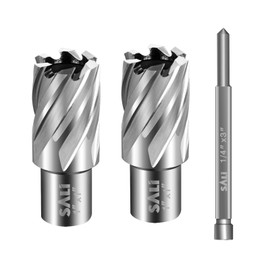 SALI 2 pcs Annular Cutter Diameter 1 Inch with Weldon Shank 3/4" (with 2 Flats) Cutting Depth 1" Mag Drill Bit for Magnetic Drill Press HSS Fully Ground Drill with One 1/4"*3" Pilot Pin