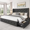 LARMACE Full Size Bed Frame with 4 Storage Drawers and