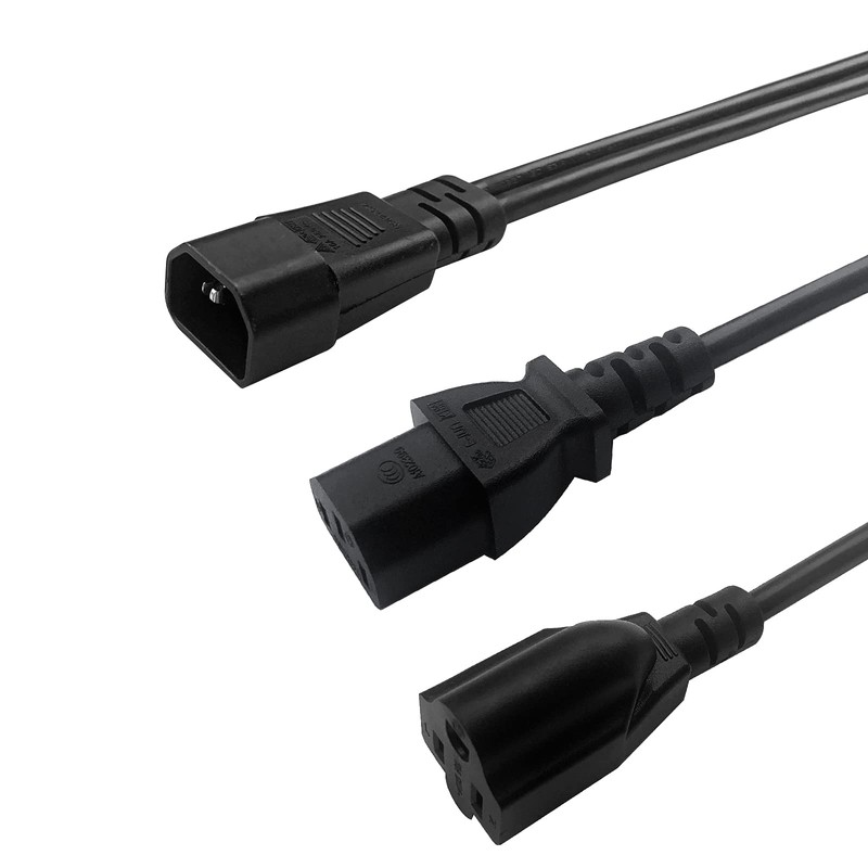C14 to C13+NEMA 5-15R Y Splitter Power Plug Cord,Single C14