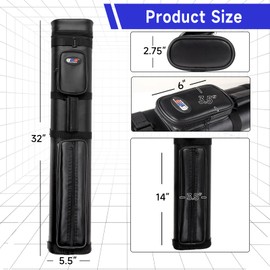 GSE Games & Sports Expert 2x4 Hard Pool Cue Case, Billiard Stick Carrying Case for 2 Sticks, Holds 2 Butts and 4 Shafts, Billiard Cue Cases, Billiards Accessories