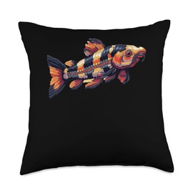 Kuhli Loach Pixel Art Throw Pillow