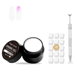 finger secret Ombre Gel Pat Nail Polish Set,White Ombre Patting Gel Polish for Nails,Gradient Painting Gels with 20Pcs Nail Sponges for 3D Gels Nail Art can be Painted in Salon or Home Use