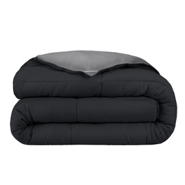 Bare Home Oversized Queen Comforter - Reversible Colors - Goose Down Alternative - Ultra-Soft - Premium 1800 Series - All Season Warmth - Bedding Comforter (Oversized Queen, Black/Grey)