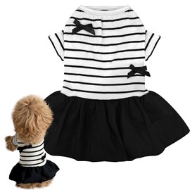 Dog Dresses, Pet Dog Princess Stripe Bowknot Dress for Dogs Female,Dogs Dress for Small Cats Girl Spring Summer Puppy Clothes(Small)