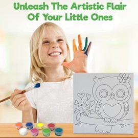 Misco Toys Canvas Paint Party Kits, 11 Piece Art kit Pre-Drawn Outline Canvas for Paint and Sip 8 Colors and Brush Included, Great Gift for Kids 4+ and Adults Too!