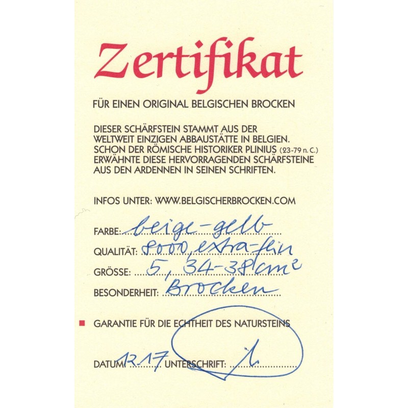 Original Belgian Whetstone Stone Size 5 (34–38 CM²)