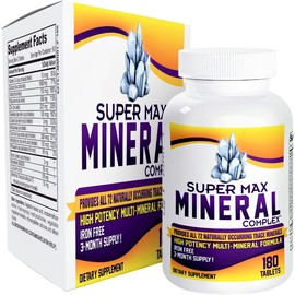 3-Month Multimineral Supplement (Iron Free) with 72 Trace Minerals - Natural Multiminerals - High Potency Multi Mineral Supplements All-in-1 Formula - 180 Tablets