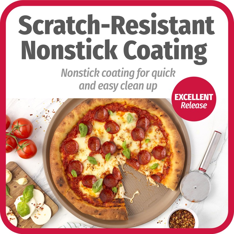 GoodCook BestBake Nonstick Textured Carbon Steel Pizza Pan, 16", Bronze