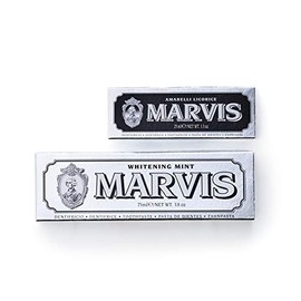 Marvis Toothpaste, White Mint 2.5 fl oz (75 ml) & Licoras Mint 0.8 fl oz (25 ml) Set of 2, Value Pack, Made in Italy, Oral Care