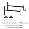 AddGrace Shelf Brackets with Hook, Black Shelf Brackets 13inch, 2pcs