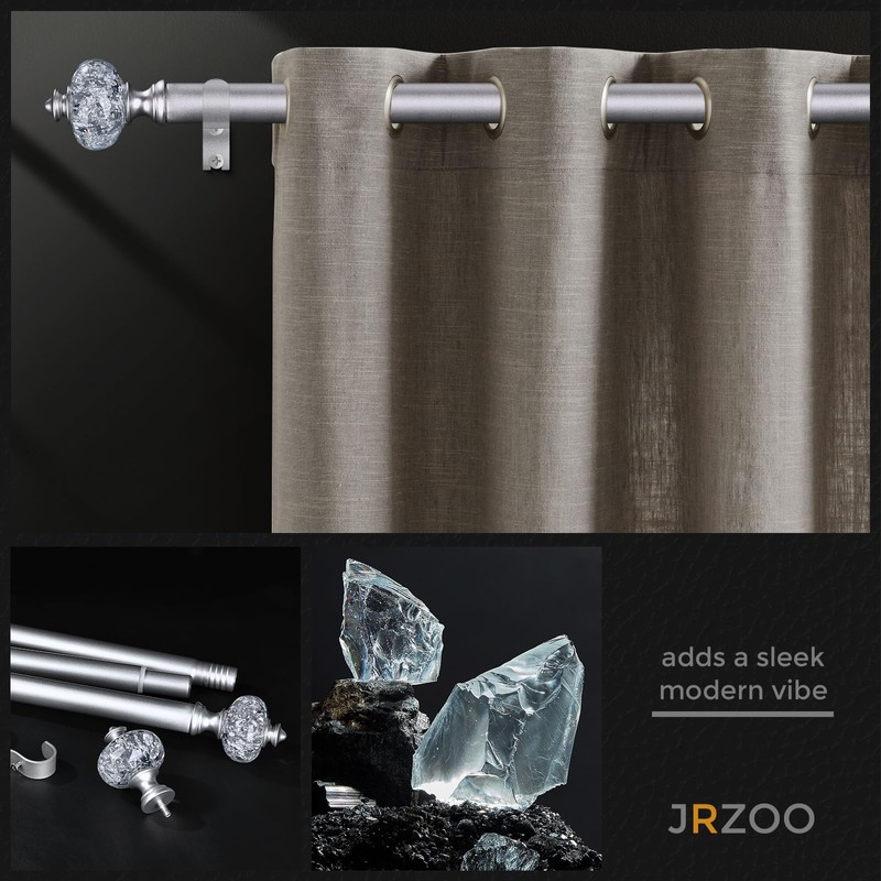 JRZOO Silver Curtain Rod for Windows 28 to 48 Inches,