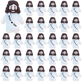 ILHSTY 32 Pcs Little Jesus Figures – Mini Rubber Jesus Toys Jesus Love You for Easter Egg Fillers Egg Hunts Religious Party Favors Gifts Hide and Seek Baptism Gifts Sunday School (White)