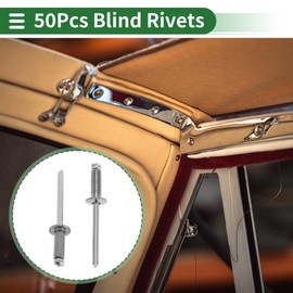 Motoforti Dome Head Large Flange Blind Rivets 5mm Grip Diameter 12mm Grip Length 9.35mm Flange Diameter Stainless Steel Silver Tone 50 Pcs