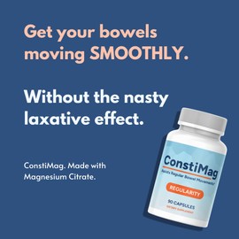 ConstiMag - Magnesium Citrate for Constipation Relief - 90 Capsules - Gentle & Smooth, Stool Softening for Men & Woman - Best Magnesium for Constipation