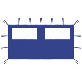 vidaXL Gazebo Sidewall with Windows, Polyester & PVC Construction, 13.1x6.6 ft, Blue, Lightweight and Durable, Perfect for Outdoor Parties