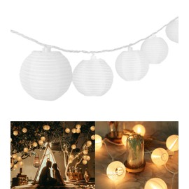 Mini Lantern Lights String Outdoor, TIGOMOOV 3 Inch Globe Lantern String Lights for Bedroom -20CT Connectable White Lantern Lights for Wedding Decorations, Patio,Porch,Window Decor
