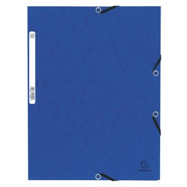 Exacompta 55302E Portfolio Folder with Elastic Band and 3 Flaps Made of Manila Cardboard 355 g for DIN A4 Format Blue