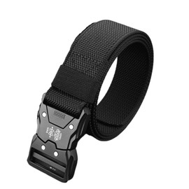 DtgEcd 1 Tactical Belt, Work Belt, Utility Belt, Work Belts for Men, Military Belt, Black, Quick-Release Nylon Belt with Plastic Buckle & Alloy Loop, Heavy-Duty & Adjustable for Work or Outdoor Use