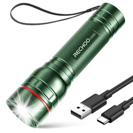 Rechargeable Flashlights High Lumens, G1000 Super Bright Flash Light, Small Zoomable LED Flashlight with 3 Lighting Modes, Portable Tactical Flashlight for Camping Essentials (Battery Included)-Green