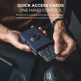 VULKIT Airtag Wallet RFID Wallet Mens Wallets Leather Card Wallet with Airtag Holder, Aluminum Pop Up Wallet Credit Card Holder for Men with ID Window & Magnetic Closure